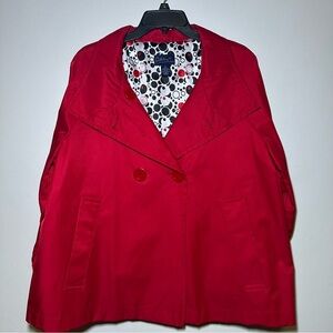 Ashley Judd Red Trench Coat with Polka Dot Lining Size XL
